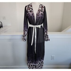 Robe Black and Purple Leopard Print Size S NWOT